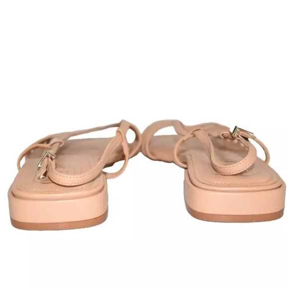 $330 LARROUDE MARIA LEANDRA FLAT SANDAL CAGE LEATHER TAN 11 (DB36) - Picture 5 of 7